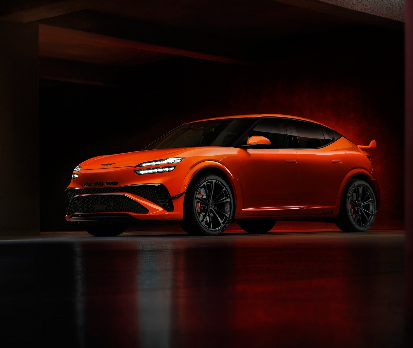 Orange Genesis GV60 Magma in a studio