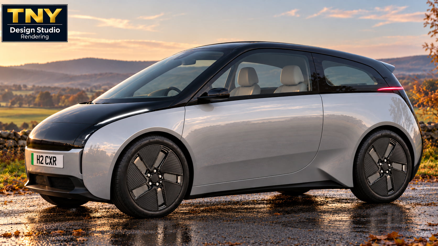 TNY Design Studio interpretation of a compact two-seat Riversimple hydrogen hatchback