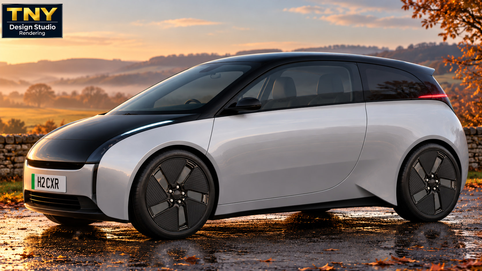 TNY Design Studio interpretation of a compact four-seat Riversimple hydrogen car