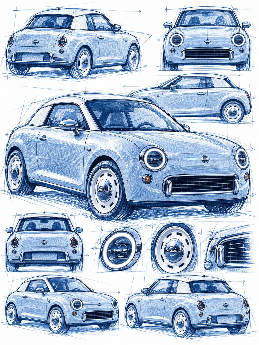 Nissan Figaro EV Rendering Design Sketch