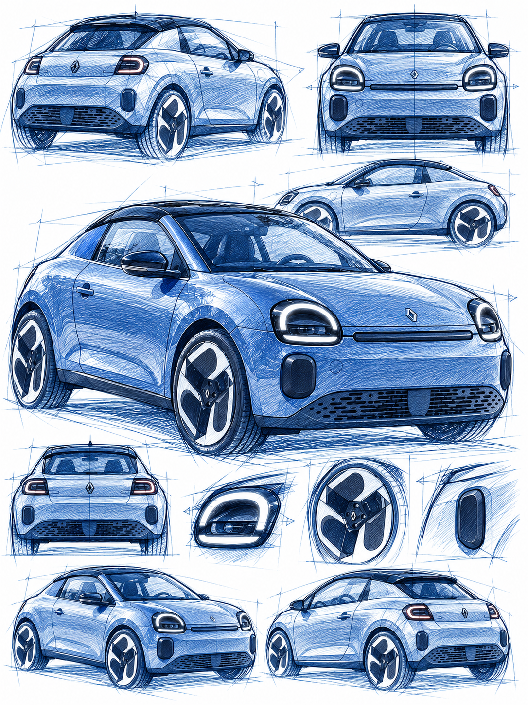 Renault Wind EV Rendering Design Sketch